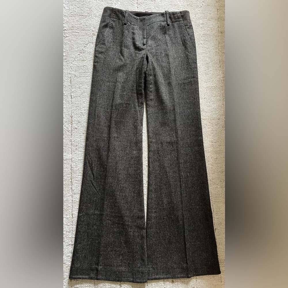 Elie Tahari Charcoal Brown Tweed Trousers US4